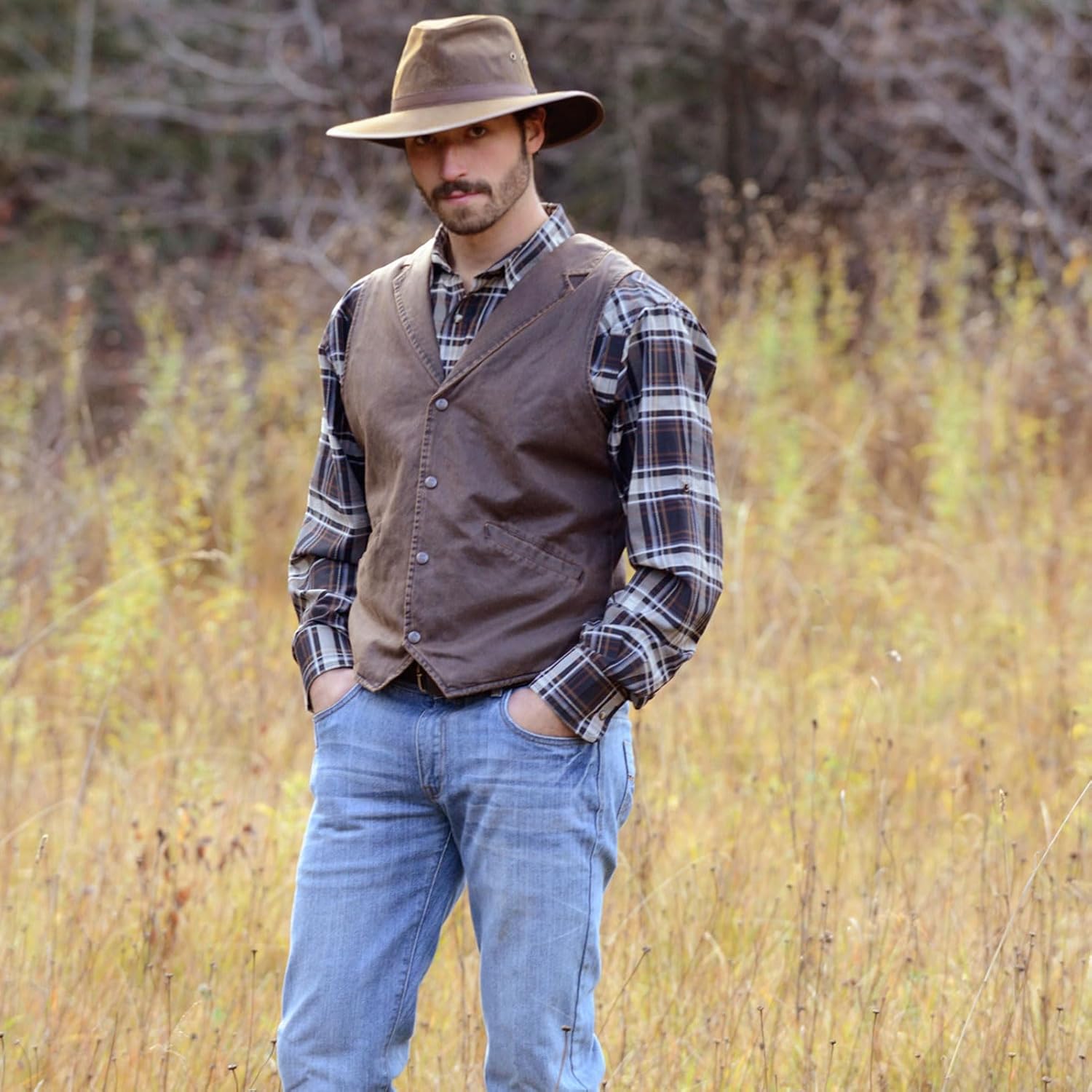 Outback Trading Company Men's Arkansas 2835 Casual Western Outdoor Vintage Canyonland Vest with Snaps & Concealment Pocket