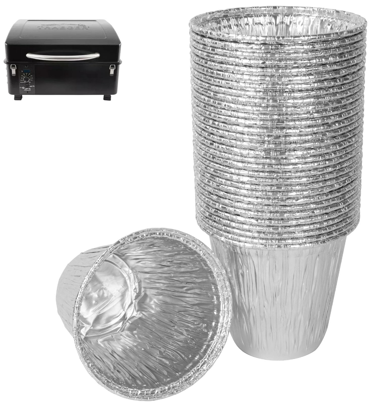 WEBROIL 30 Packs BAC459 Grease Bucket Liner for Traeger Ranger, PTG, Scout Grills,Traeger Ranger Drip Tray Liner Accessories, Traeger PTG Bucket Liner,Traeger Scout Grease Liner Accessories, 4.3" x 4" — image 1