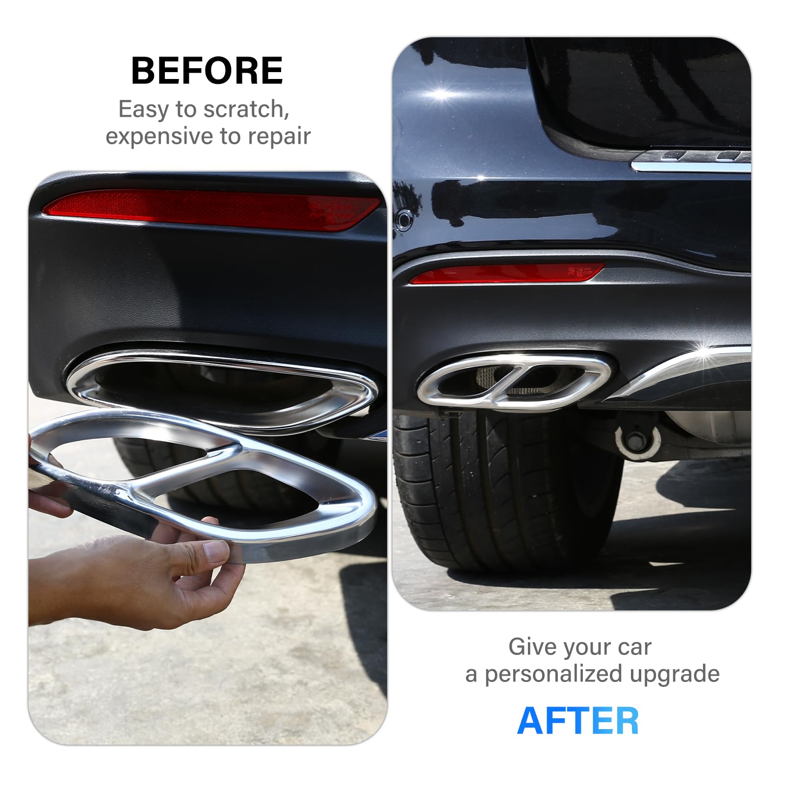 Embellecedores De Punta De Escape Para Mercedes - Brillantes, ABS, Para Clase A/B/C/E/GLC/CLS