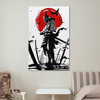 Amazon.co.jp: 侍 武士 忍者 太刀 墨絵 水墨画 アートパネル