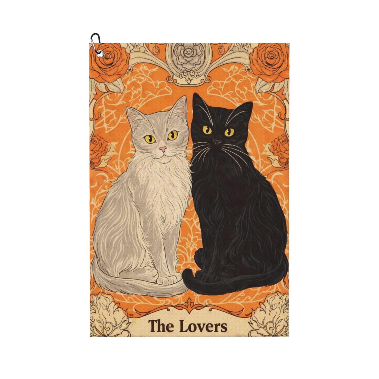 Oudrspo Tarot Cat Couple Multi-Functional Golf Towel | Absorbent Quick Drying 16x24in