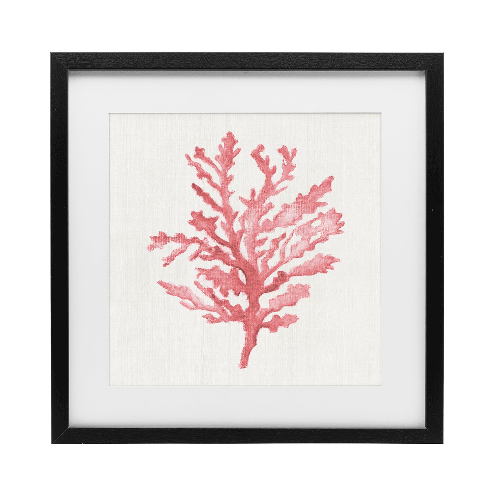 Stupell Industries Midnight Black (Textured) 'Rosy Pink Coral Branch'| Framed Print Under Glass