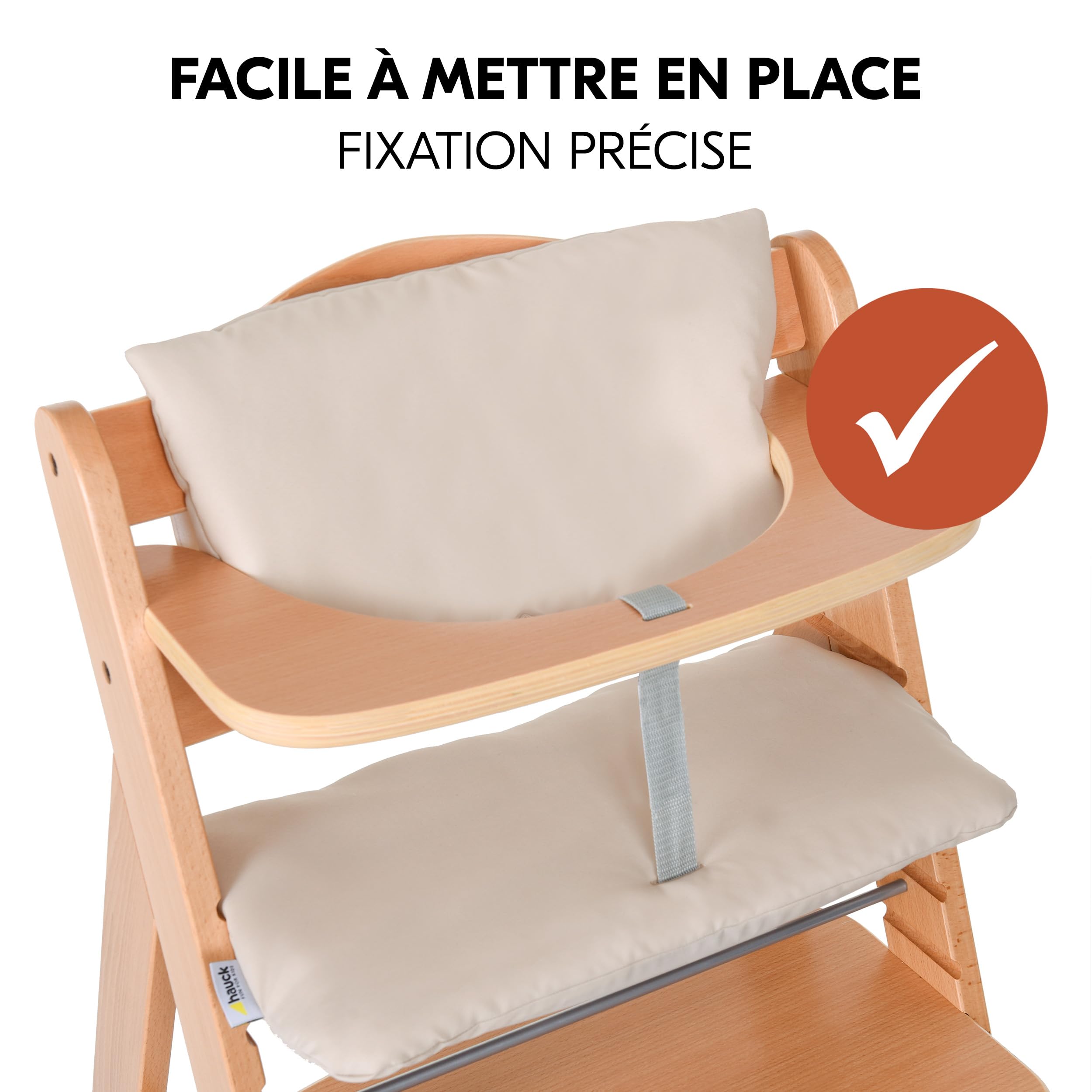 hauck Coussin Chaise Haute Bebe Deluxe (2 Pièces), Réducteur Compatible Chaises Bébé Alpha, Inclus Assise Rembourrée et Dossier de Siège, Beige
