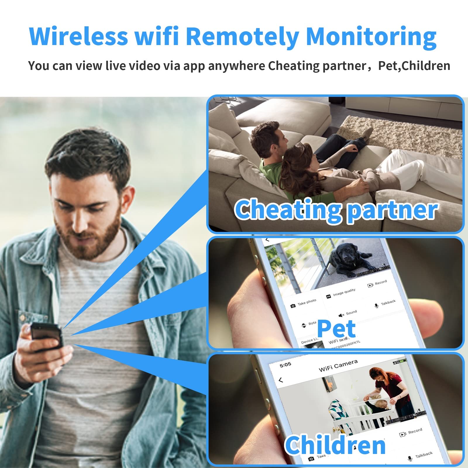 Mini cámara espía wifi-1080P, cámara oculta inalámbrica, cámara de niñera, alimentación en vivo, portátil, pequeña cámara de seguridad de vigilancia para coche, hogar, interior, con aplicación