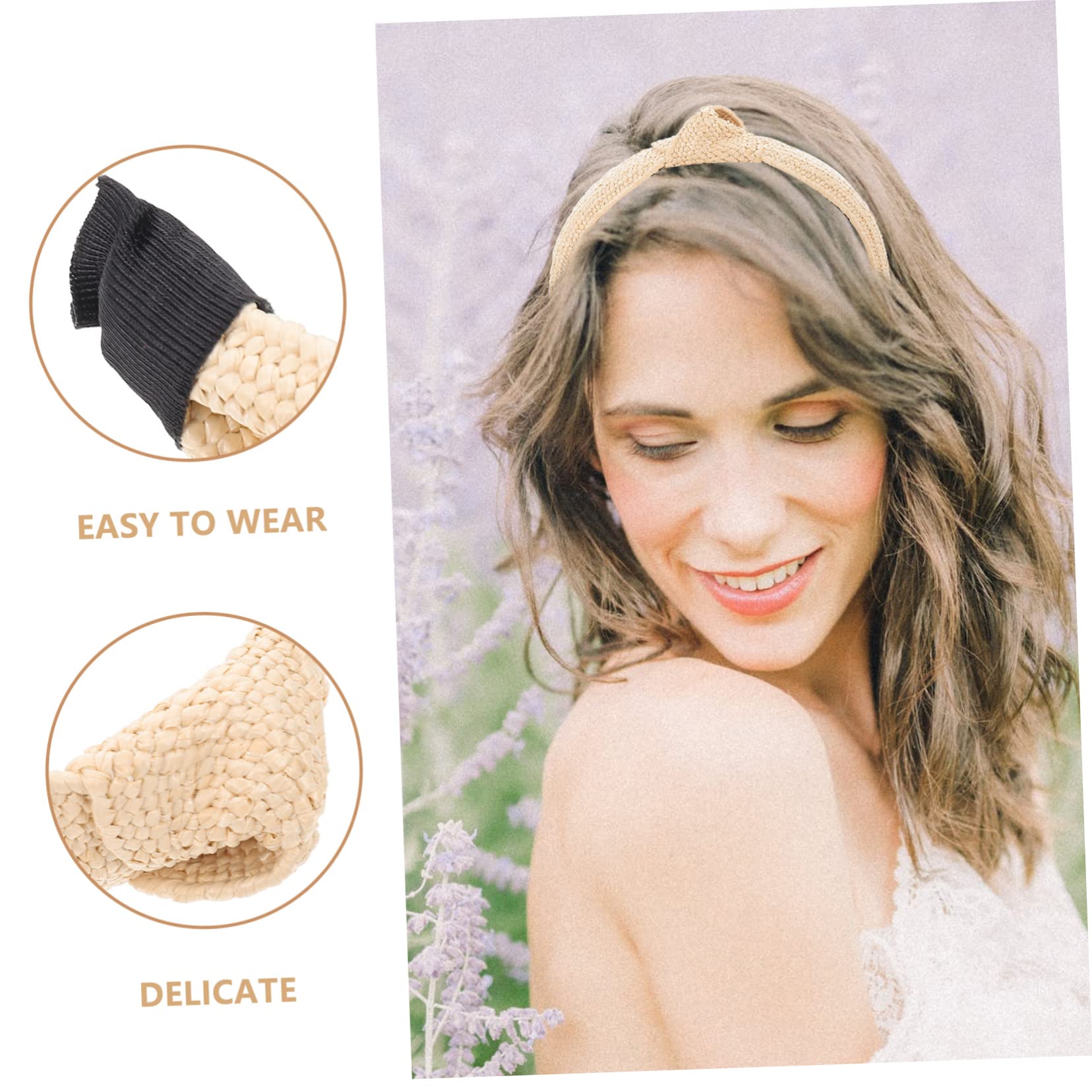 Housoutil 6pezzi Raffia Hairbands for Women Stylish Knotted Beach Headband for Festivals and Parties Hair Ornament Everyday Use Elegant Woven Hair Accessories