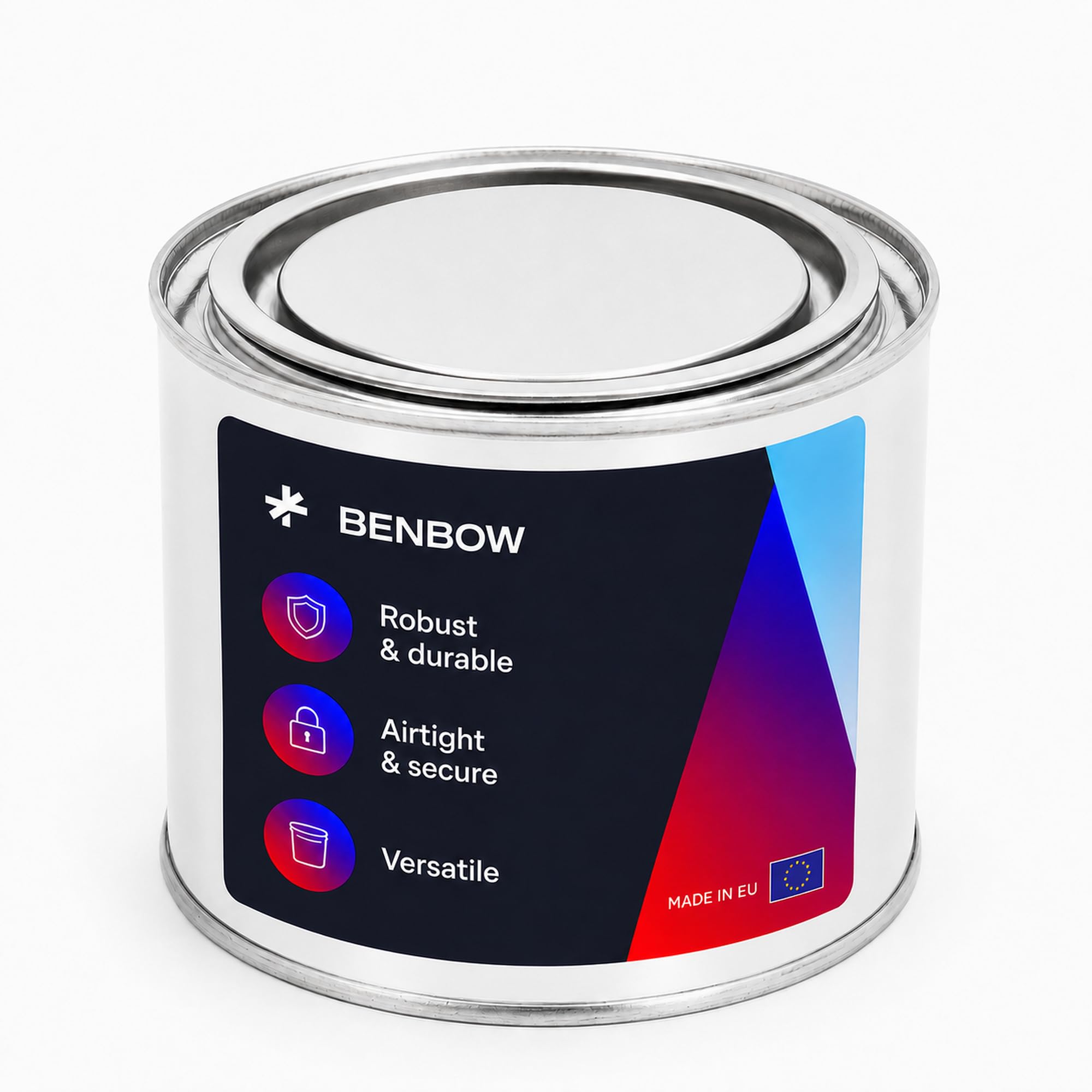 BenBow Empty Tin With Lid/Clamping Ring/Hanger/Comfortable Handle for Paints/Varnishes/Putty/Fillers/Resins/Chemicals/Solids