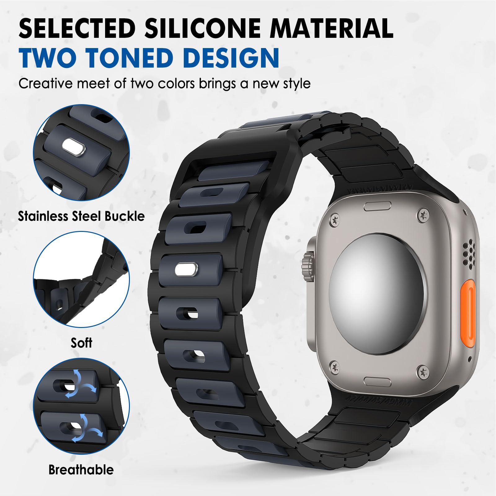 MoKo Cinturino Compatibile con Apple Watch Ultra 2 49mm 46mm 45mm 44mm 42mm per Uomo Donna, Cinturino di Ricambio Sportivi in Silicone per iWatch Apple Watch Serie 10 9 8 7 6 5 SE Ultra 2