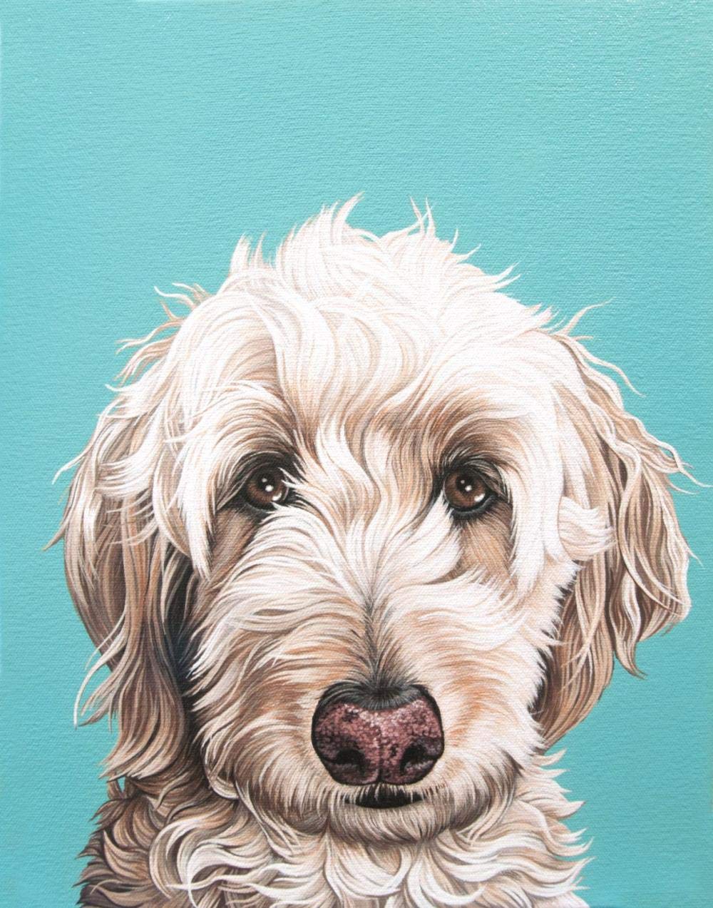 Xcsqtymy Golden Paint By Number Kit Doodle Dog Diy Oil Painting Drawing Canvas With Brushes Christmas Decor Decorations Gifts