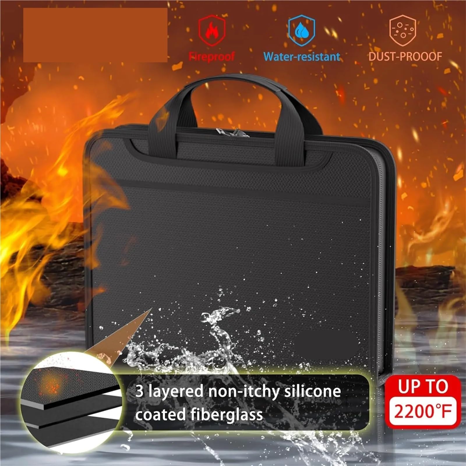 Classeur extensible ignifuge 13 poches pour documents A4 - Noir