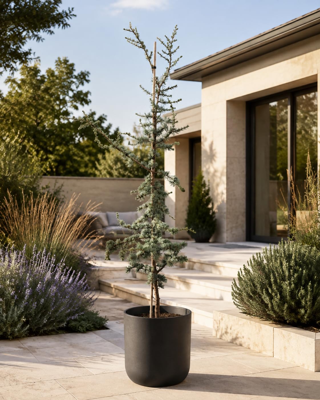 Blaue Atlaszeder ‘Glauca’ 180–200 cm – Cedrus atlantica, winterharter immergrüner Nadelbaum mit blaugrünen Nadeln für Garten, Terrasse und großen Kübel