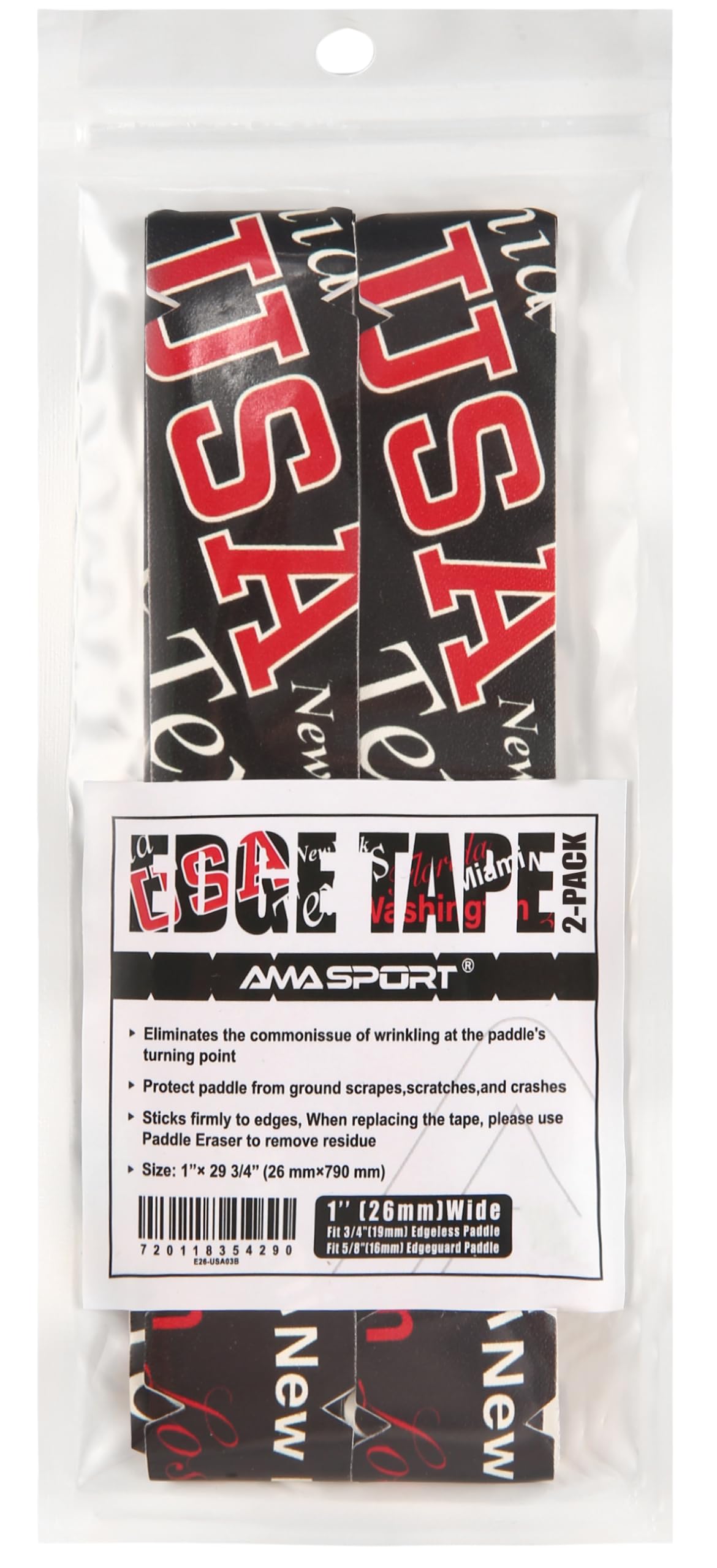 PICKLETECH Pickleball Paddle Protection Tape - Pickleball Paddle Edge Guard Tape - Racket Edge Protection Tape -Fit Perfectly Curved Edge -USA Citys Name Black