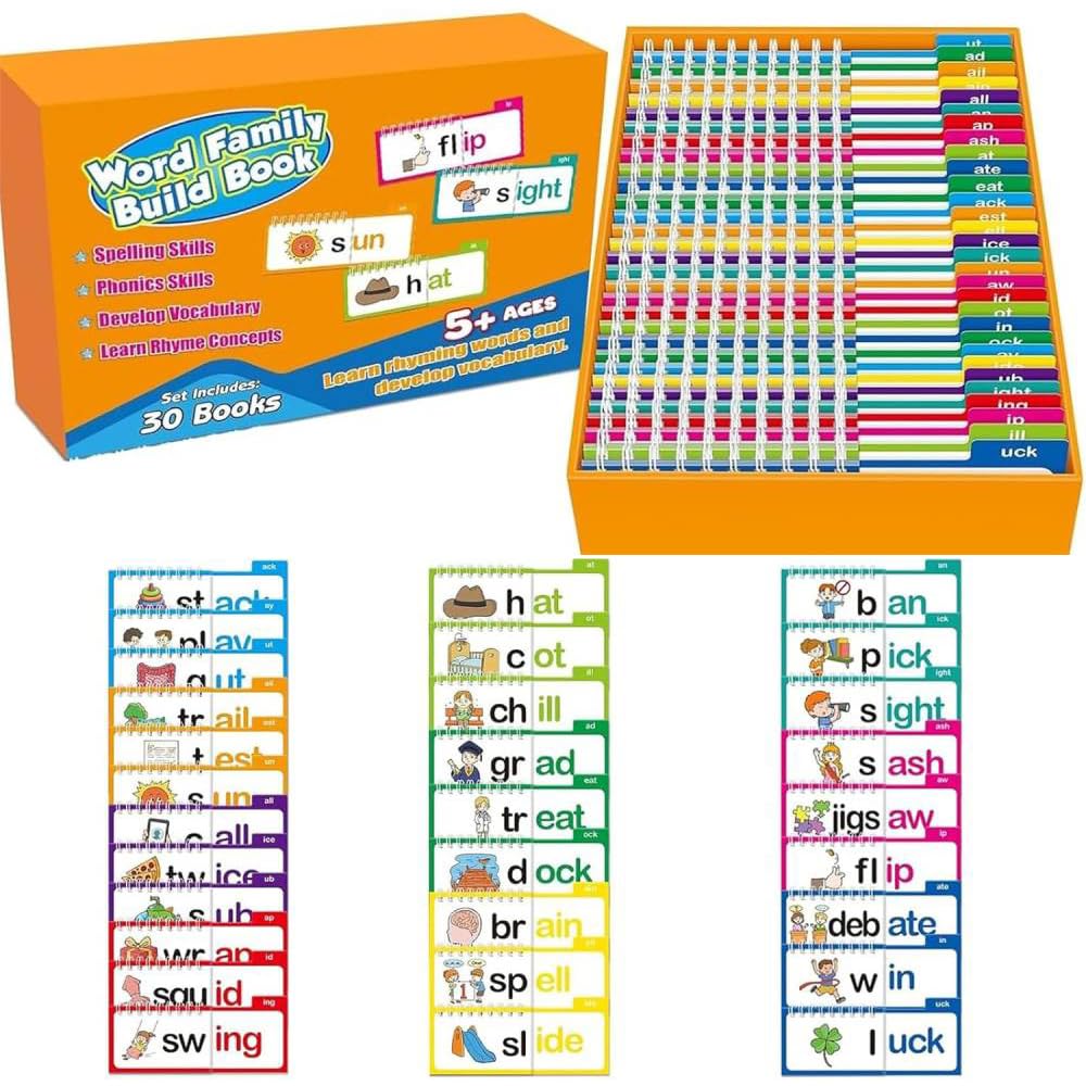 Word Family Flip Books 30 Read and Rhyme Flip Books Vocabulary Flash Cards Sight Words Flash Cards Educational Reading Games