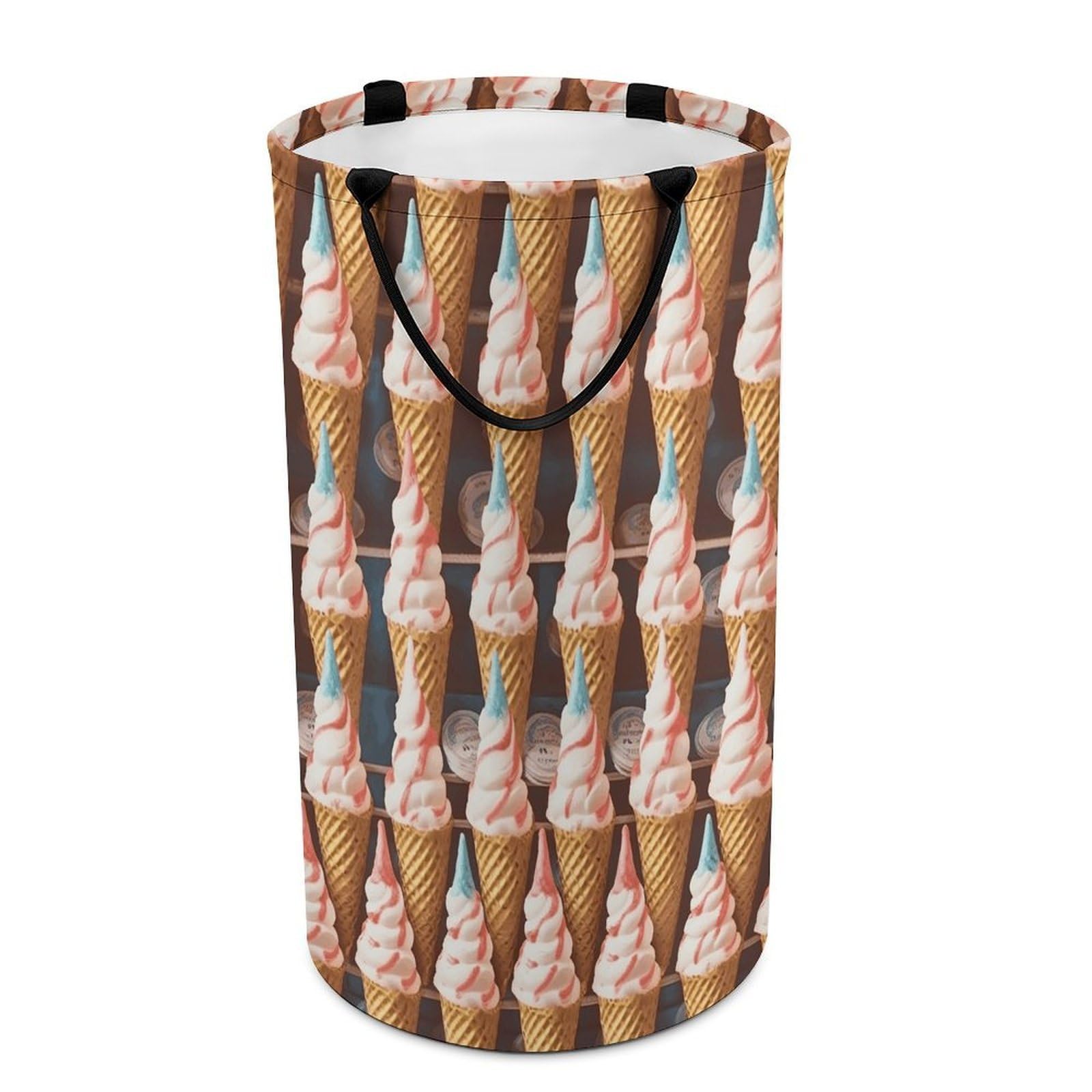 Ice Cream Cones Fifties Time Laundry Hamper Waterproof Polyester Laundry Baskets Collapsible Dirty Clothes Storage Basket Clothes Hampers with Sturdy Handles for Travel Bedroom