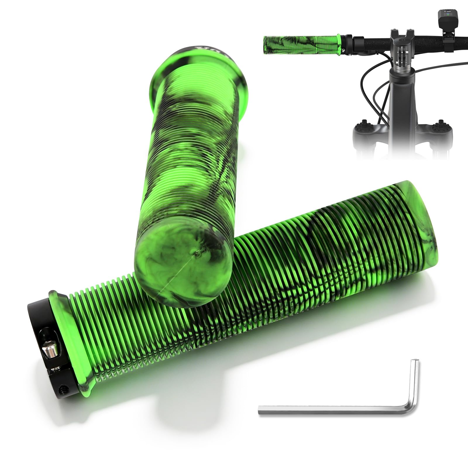Fahrradgriffe Bike Lenker Griffe, 22mm Grün Fahrradgriffe rutschfeste Gummi Fahrrad Griff, Ergonomische Griffe für MTB MXB Mountainbike E-Bike Citybike Sport & Freizeit