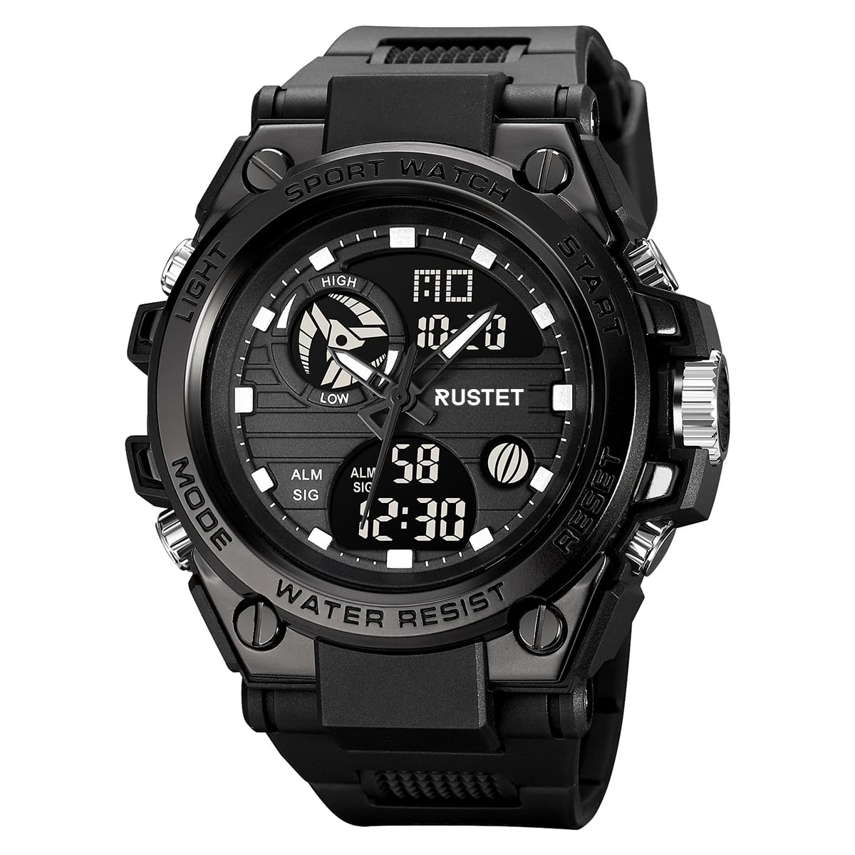 RUSTET Silicone Analogue-Digital MenS Watch (Black Dial Black Colored Strap-1155) (Blue) (B082XDN2PS) Amazon Price History, Amazon Price Tracker