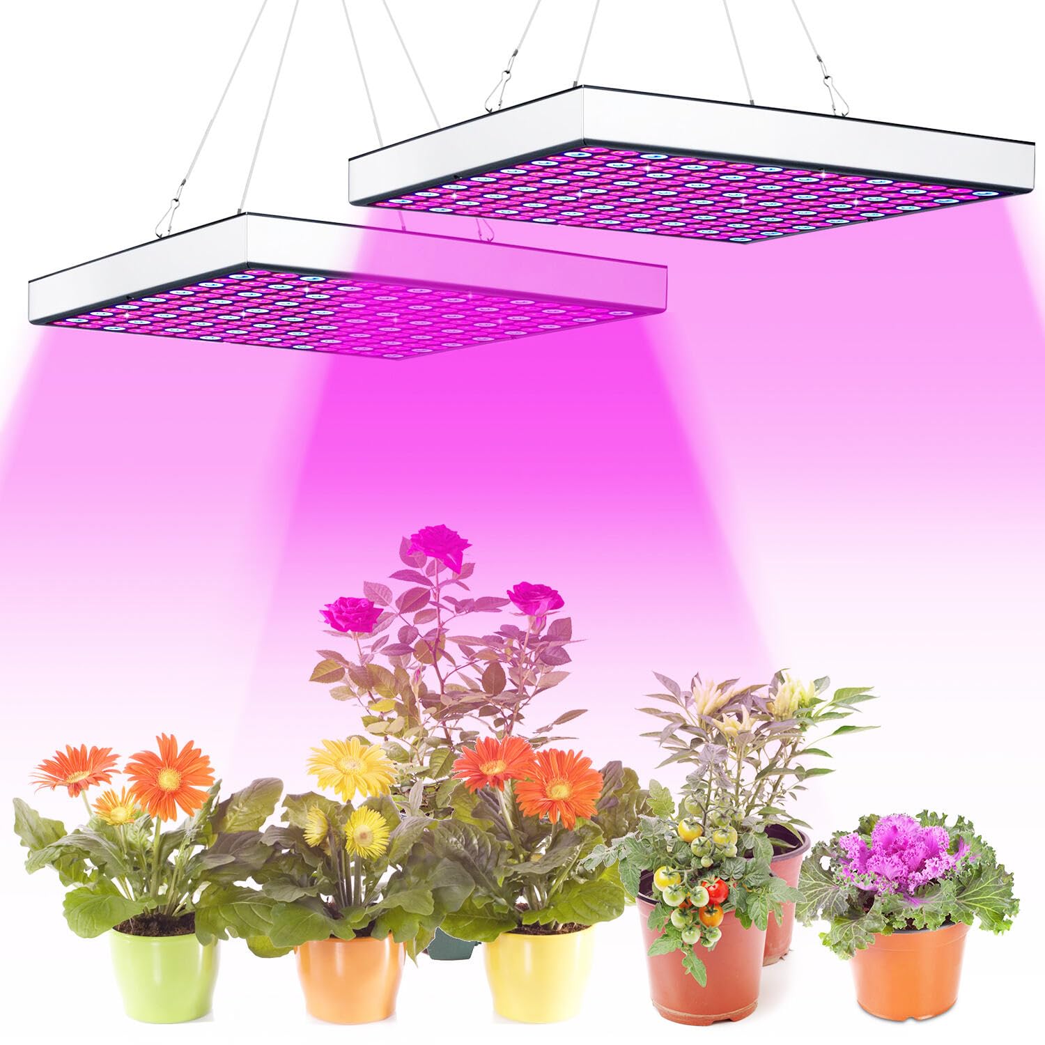 Lampa LED do uprawy roślin 2 x 15 W, pełne spektrum, 225 czerwona i niebieska lampa LED do uprawy roślin pokojowych, warzyw, kwiatów, hydroponiki [klasa energetyczna F]