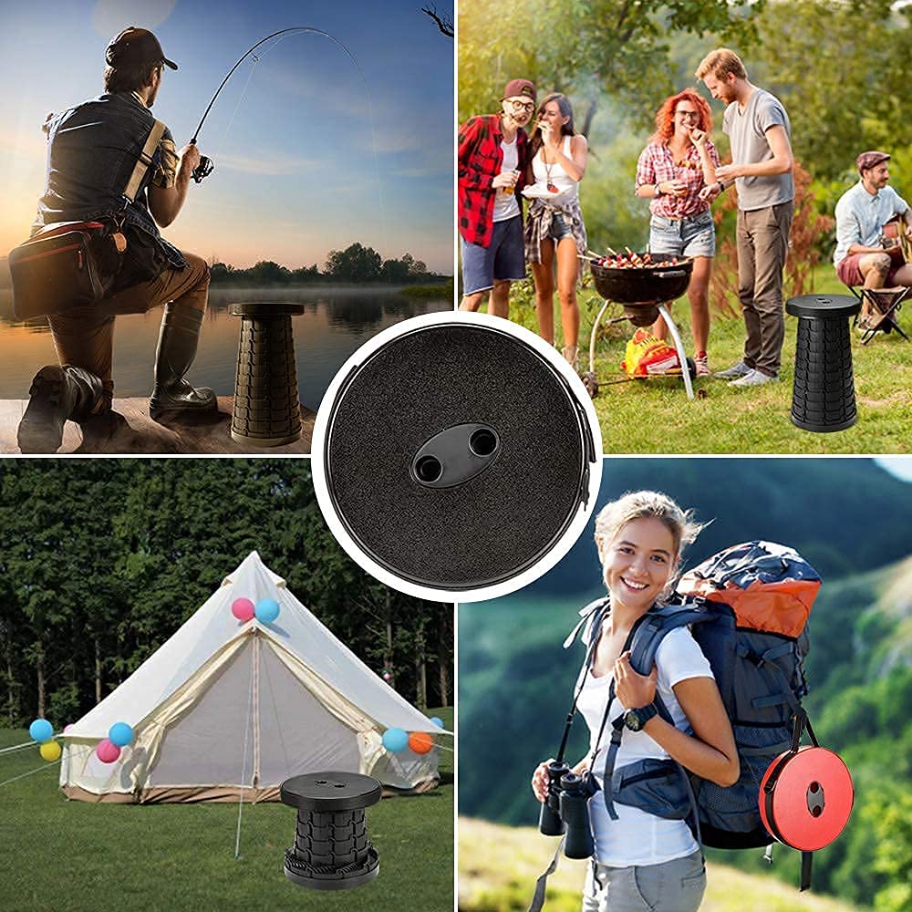 Set di 2 sgabelli pieghevoli portatili, da campeggio, regolabili in altezza, telescopici, per campeggio, picnic, barbecue, pesca, escursioni e viaggi