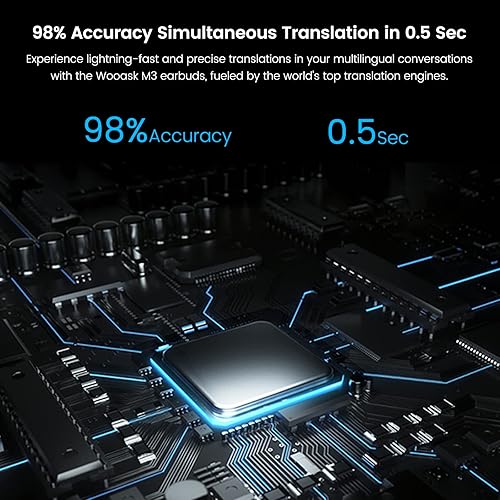 Miniatura 3 de Wooask Auriculares traductores M3 para traducción de idiomas de voz en 74 idiomas y 70 acentos de respuesta rápida con 97% de alta precisión,