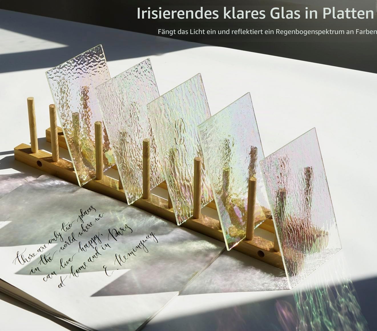 Lanyani 12 Stück schillernde, klare Struktur-Glasplatten für Bastelarbeiten, 10,2 x 15,2 cm große Kunstglas-Sets für Mosaikarbeiten