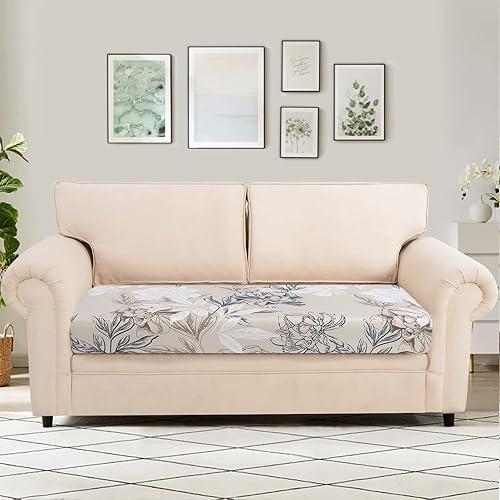Miniatura 2 de SearchI Fundas elásticas de cojín de repuesto impresas para sofá, protector de muebles suave con parte inferior elástica (M, sombra de flores)