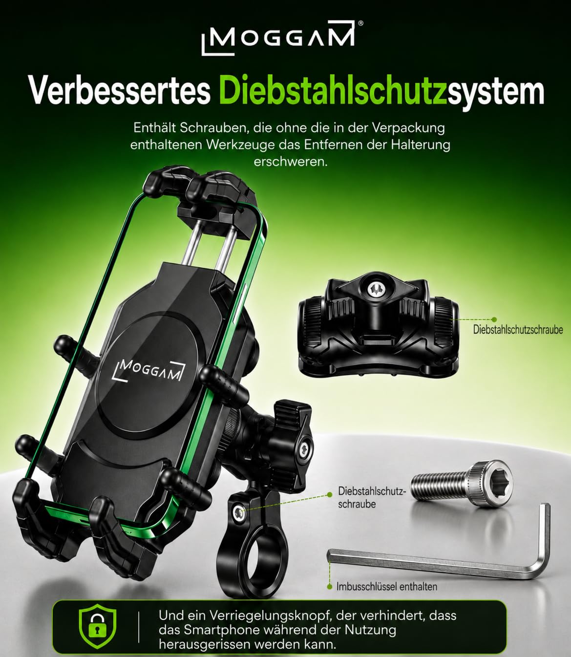 Handyhalterung Motorrad Trail Ultra Robust Antivibration Diebstahlschutz Kompatibel Ruggerisierte Smartphones 5.4 bis 7.2 Zoll Sichere Lenker Montage für Adventure Enduro Touring Offroad