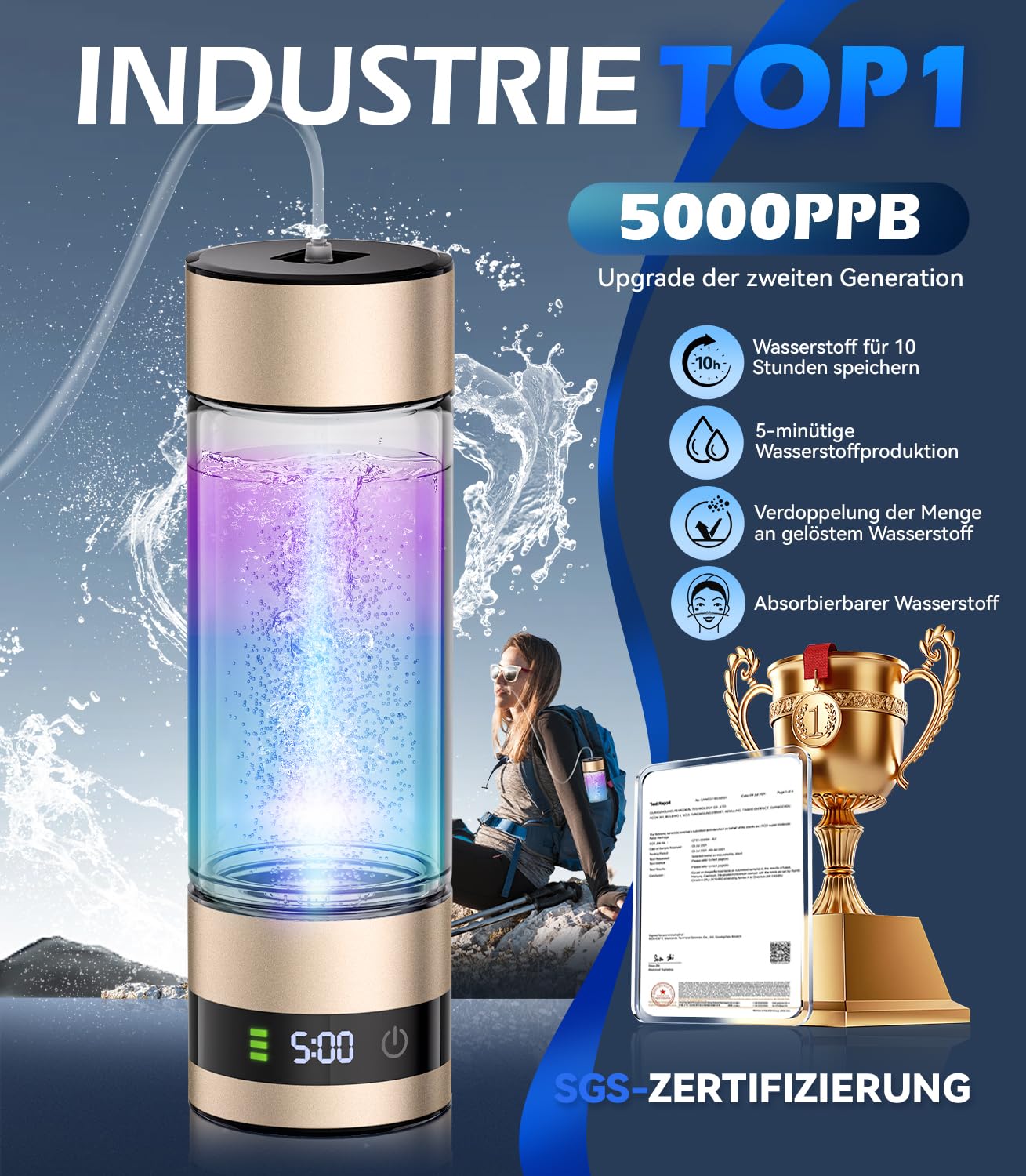 Neuer Wasserstoff Wasserflasche