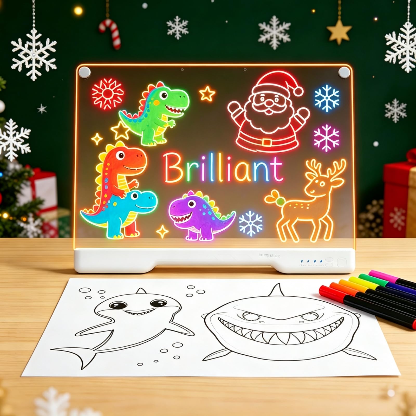 Anyqoo LED Drawing Board for Children 11 Colour Light Modes 17" Light Up Glow Pad