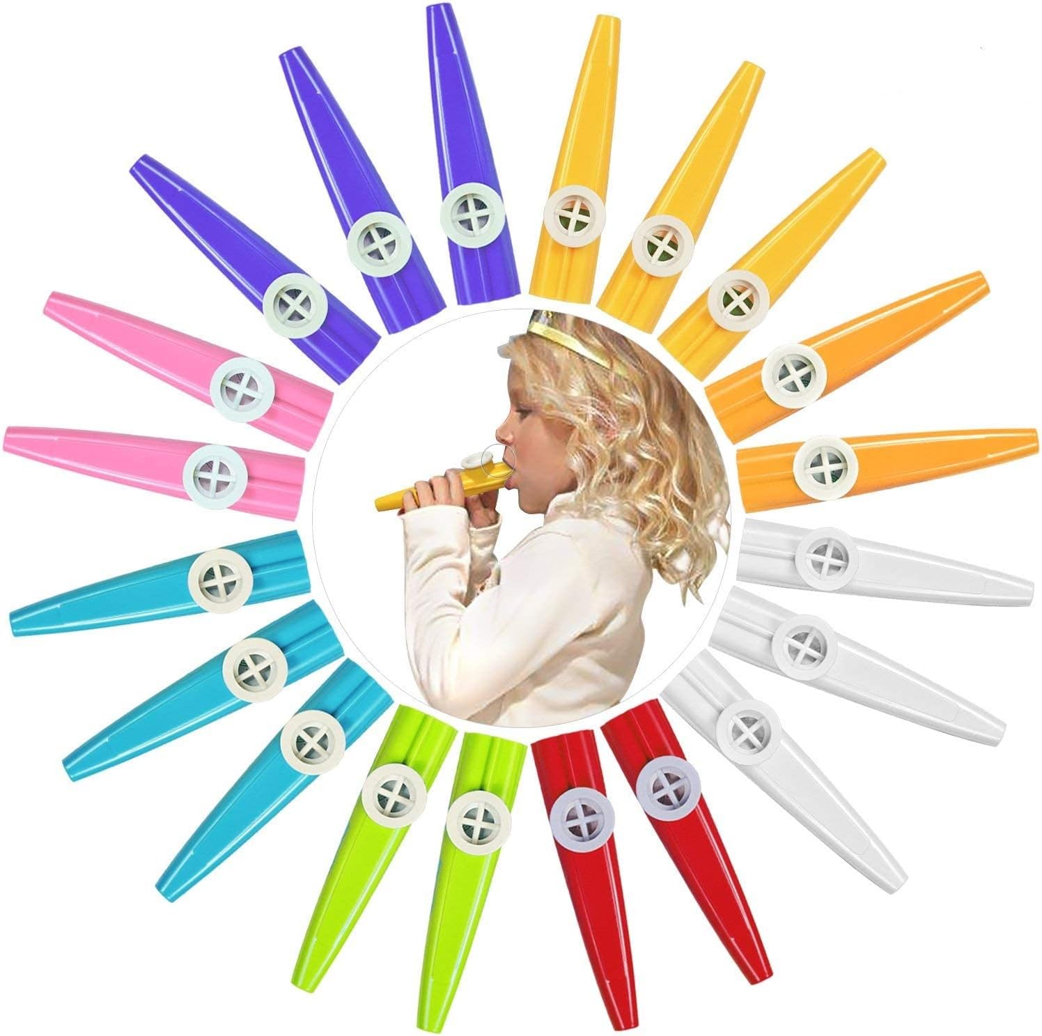 20 Pack Plastic Kazoos Musical Instruments with 20pcs Kazoo Flute