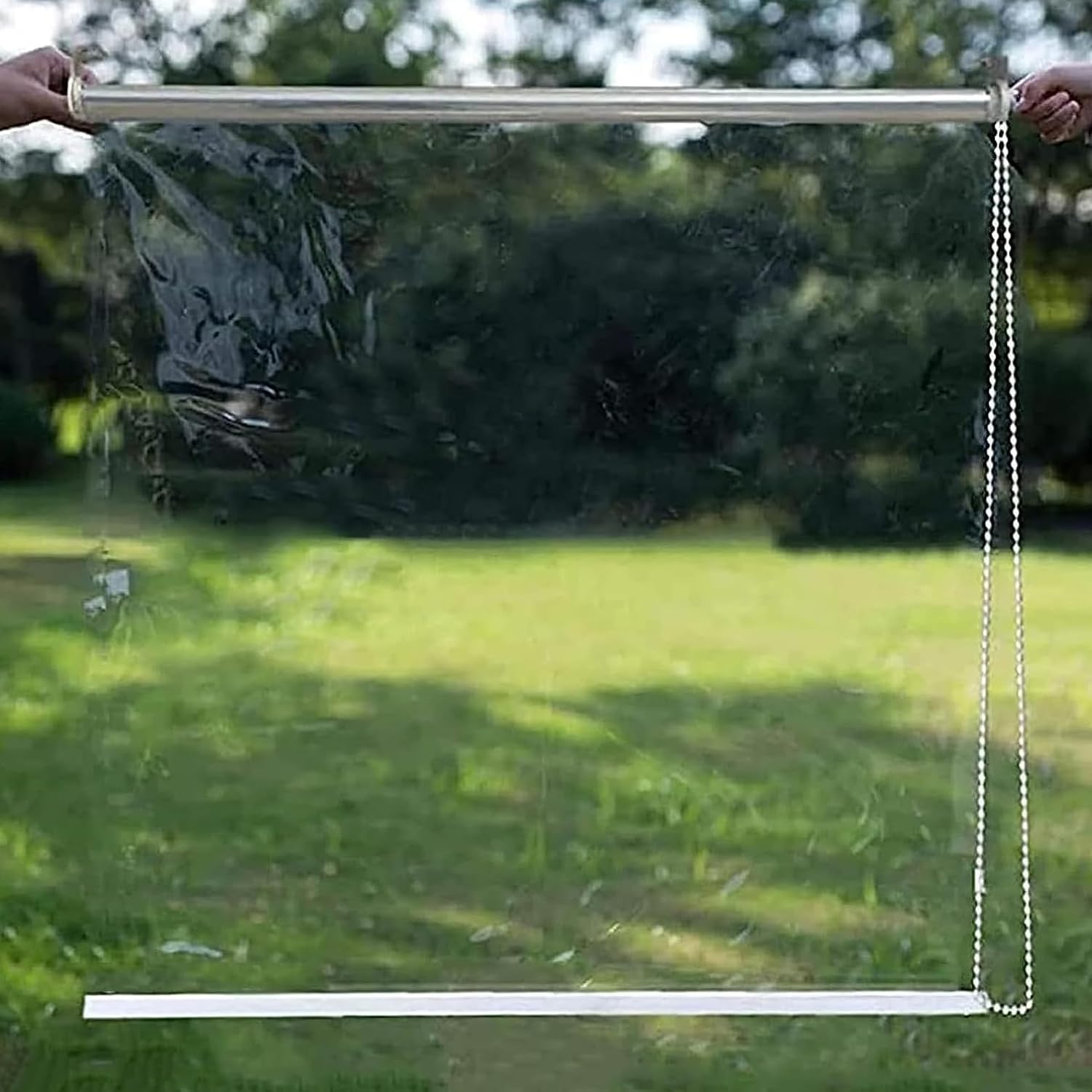 Sanjiaojia Light Outdoor Clear Roll Up Blinds,0.5Mm Thick Transparent Pvc Roller Shades Blind,Waterproof Vinyl Window Shades,Rainproof Curtain For Bedrooms,Bathroom,Easy To Instal,Custom,Wxh (150X150cm(59X59in))