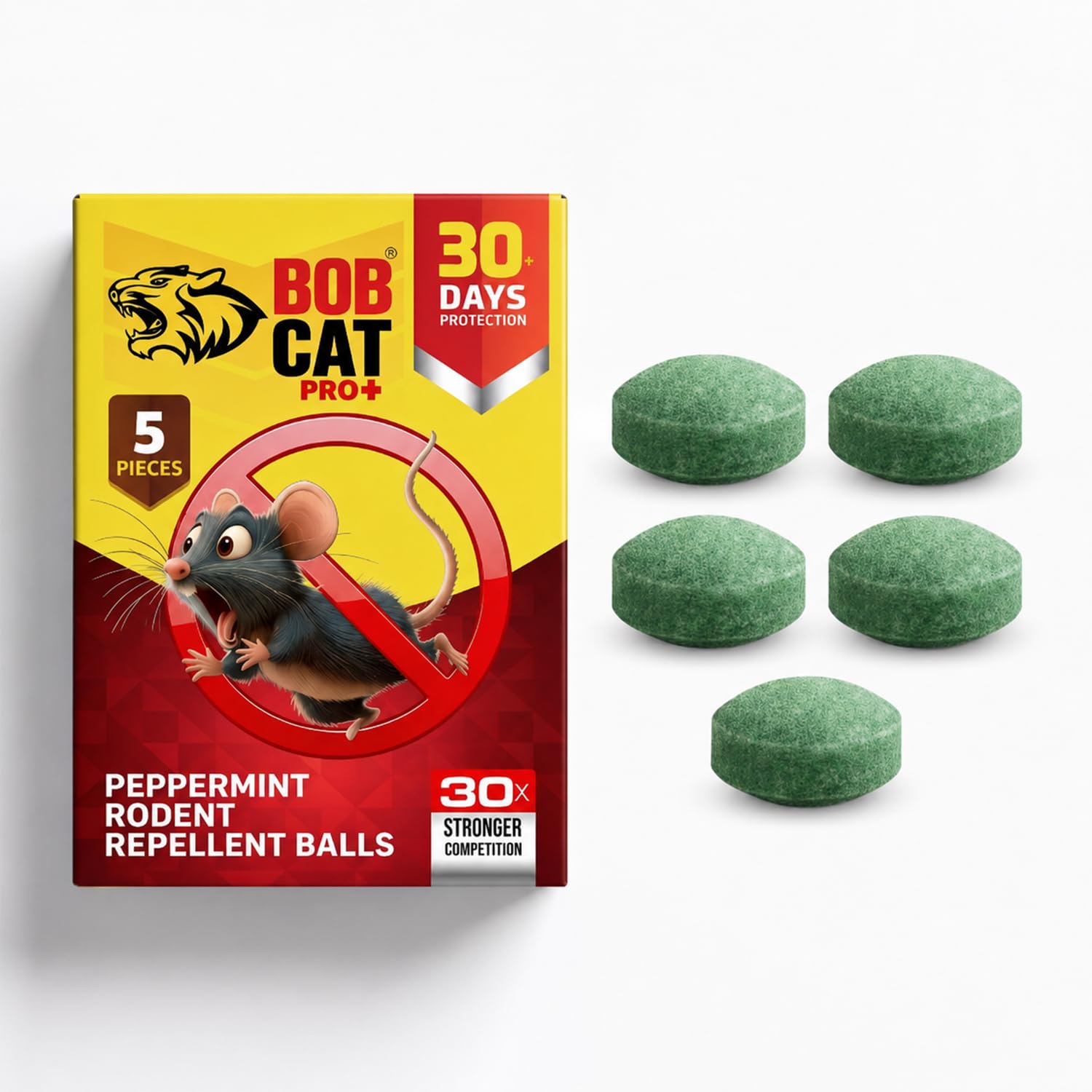 BOB CAT Pro+ Peppermint Repellent Rat Balls | Protection from Rodent | Safe No-Kill | 100% Herbal & Natural | 30-Day Protection | for Car, Home,Warehouse,Factory & Office | 5 Piece |Formulation 4X-image-32
