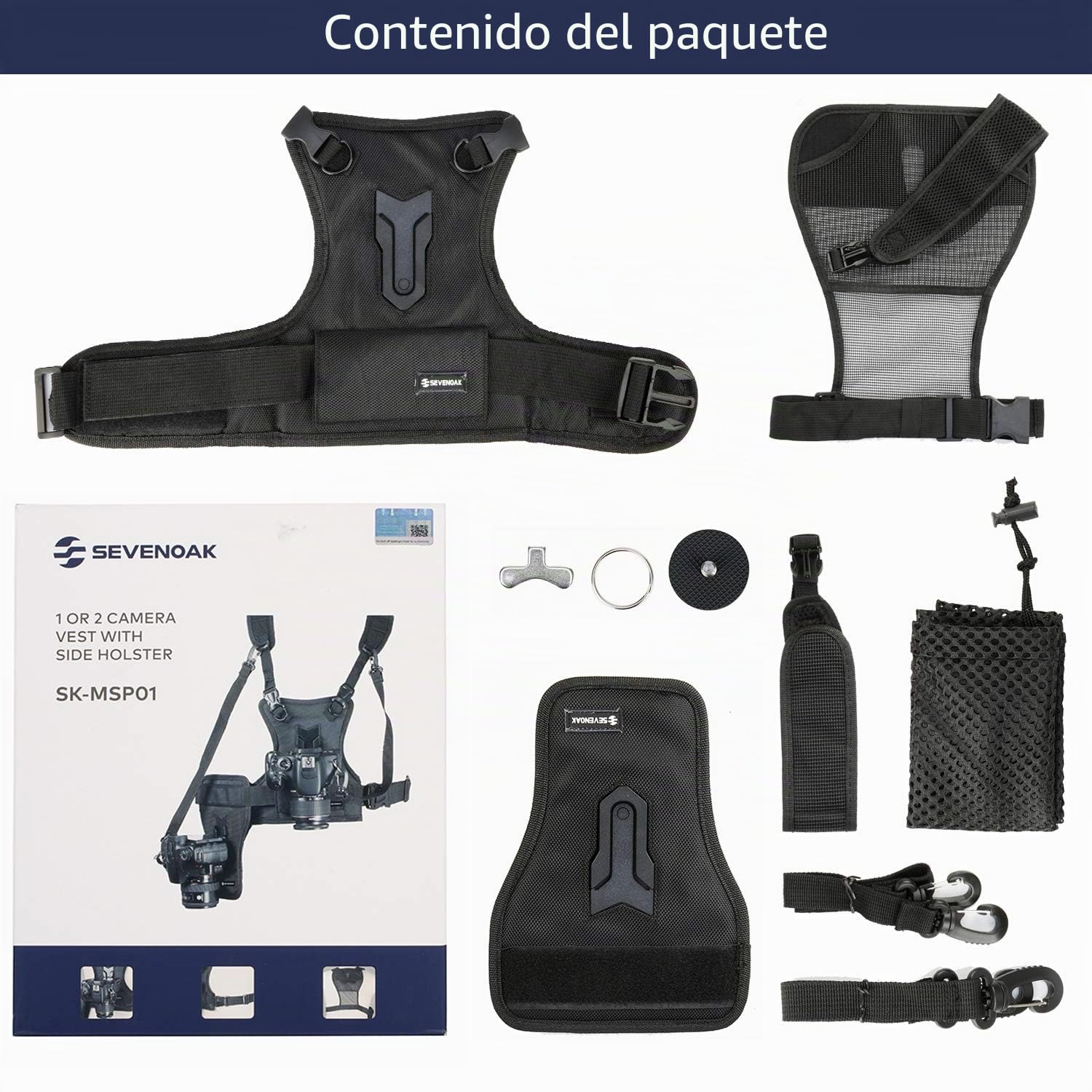 Correa de funda de cámara dual de Sevenoak para Canon, sistema de chalecos en el cofre múltiple para Canon 6d 600D 5D2 5D3 NIKON D90 Sony A7S A7R Panasonic Olympus DSLR Climbing Wedding Viajes de boda