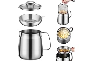 Multi-Functional 2L/68oz Stainless Steel Oil Filter Pot with Strainer and Basket