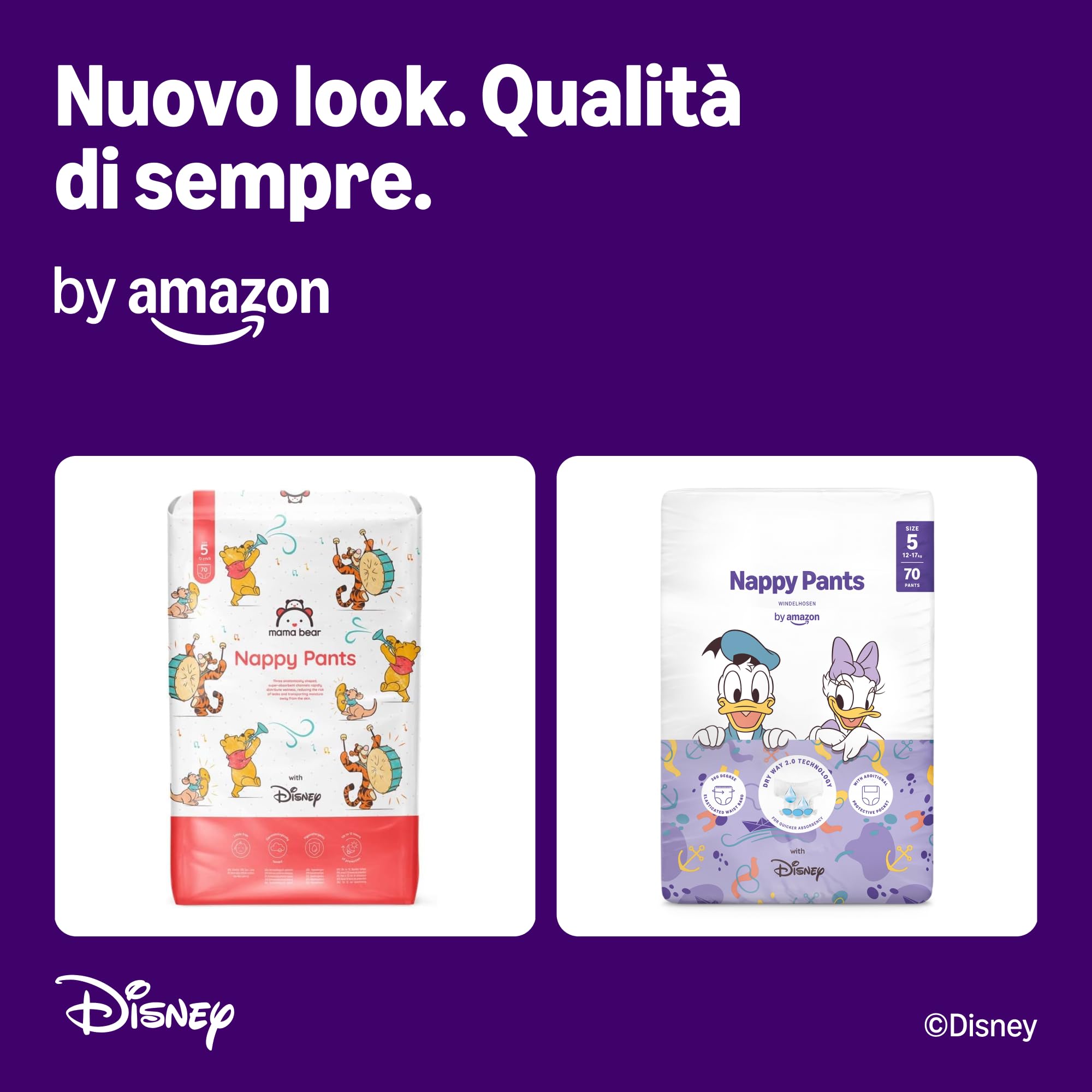 Pannolini Mutandina Disney Taglia 5 (12kg-17kg) 140 Pezzi Bianchi Confezione Mensile