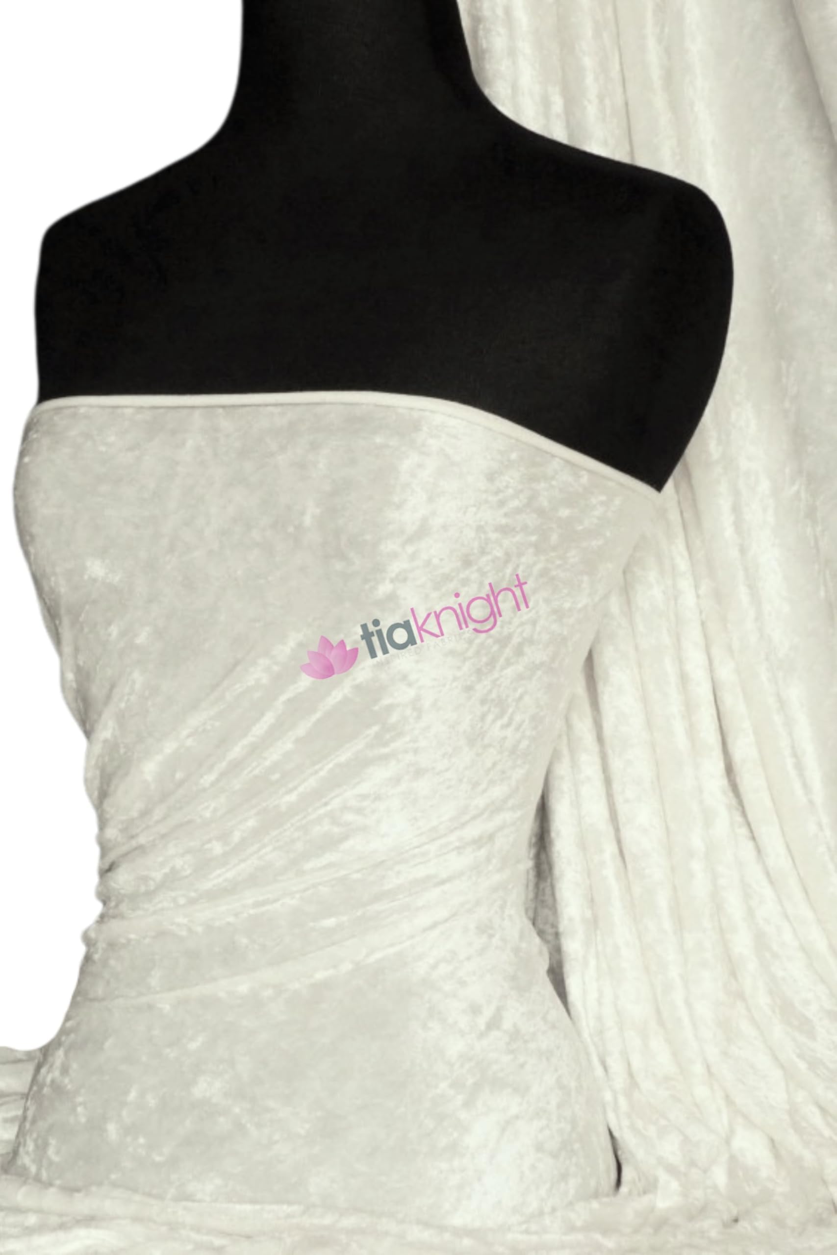 Crushed Velvet Stretch Material | Soft Furnishing, Craft Velour & Dressmaking Fabric | Same Day Dispatch | Sold by The Metre | by Tia Knight Q156 (Ivory)