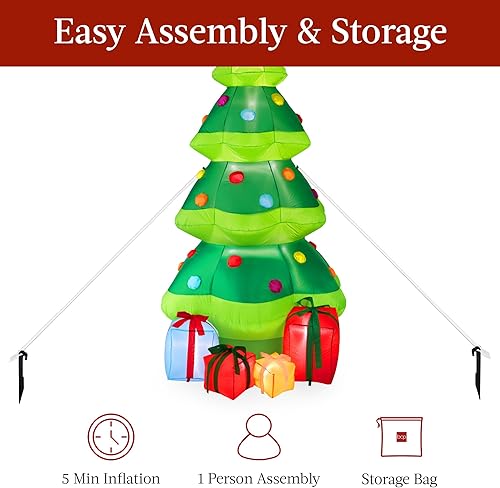 Miniatura 4 de Best Choice Products Árbol de Navidad inflable de 10 pies, decoración navideña grande iluminada al aire libre para patio, césped, patio trasero,