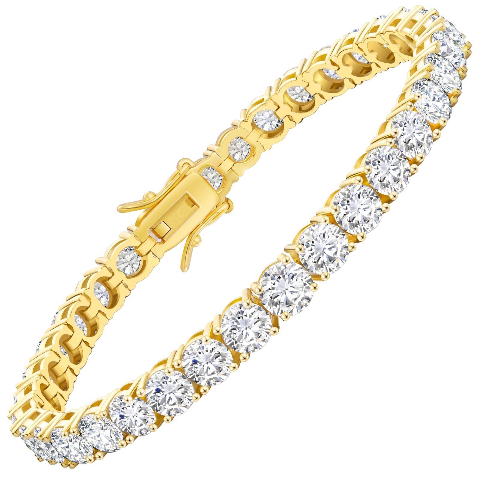 KRKC Tennisarmband für Damen in Gold, Wahlweise 5 mm Breite, 19 cm Länge | Mit funkelnden 5A Zirkonia-Steinen, Geschenk für Weihnachten & Valentinstag für Sie, Frauen, Alltag & Business