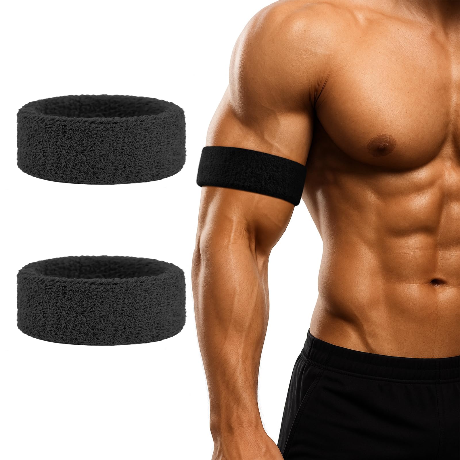 TOPTIE 2 PCS Bicep Bands Armband Men Arm Sweat Bands Women Elastic Arm Band