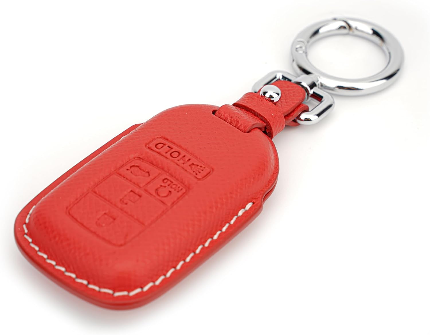 for Honda Leather Key Fob Cover with Keychain Compatible with Honda Civic, Accord, Pilot, CR-V, HRV, CRZ,Fit, Odyssey, Ridgeline, Clarity EX EX-L Smart key (Red)