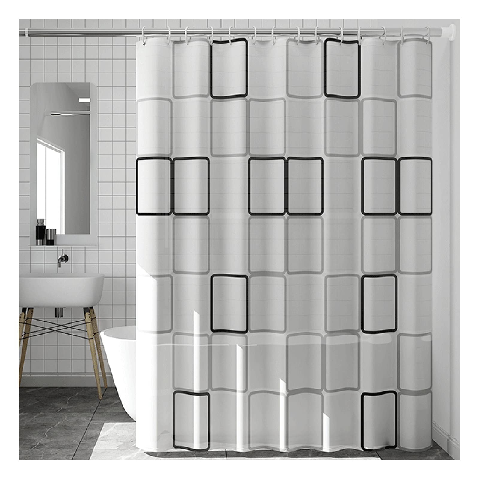 Rideau de douche brouillard imperméable pour éviter les éclaboussures en toilette