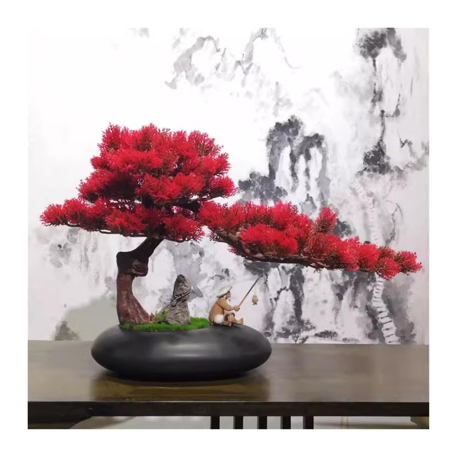 MYUYEE Artificial Bonsai Tree Large Simulated Pine Bonsai Decoration Pine Bonsai Living Room Indoor Artificial Bonsai Decoration Artificial Tree (A)