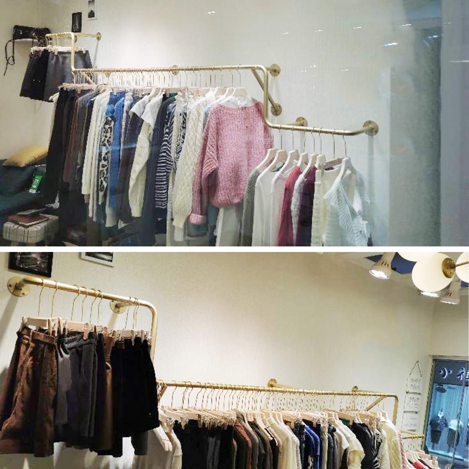 Scaffali espositivi da Parete per Negozi di Abbigliamento in Ferro e Metallo, Argento, per Abbigliamento Commerciale al Dettaglio, per Uomo, Donna e Bambino, Appendiabiti da soffitto/B/300 c
