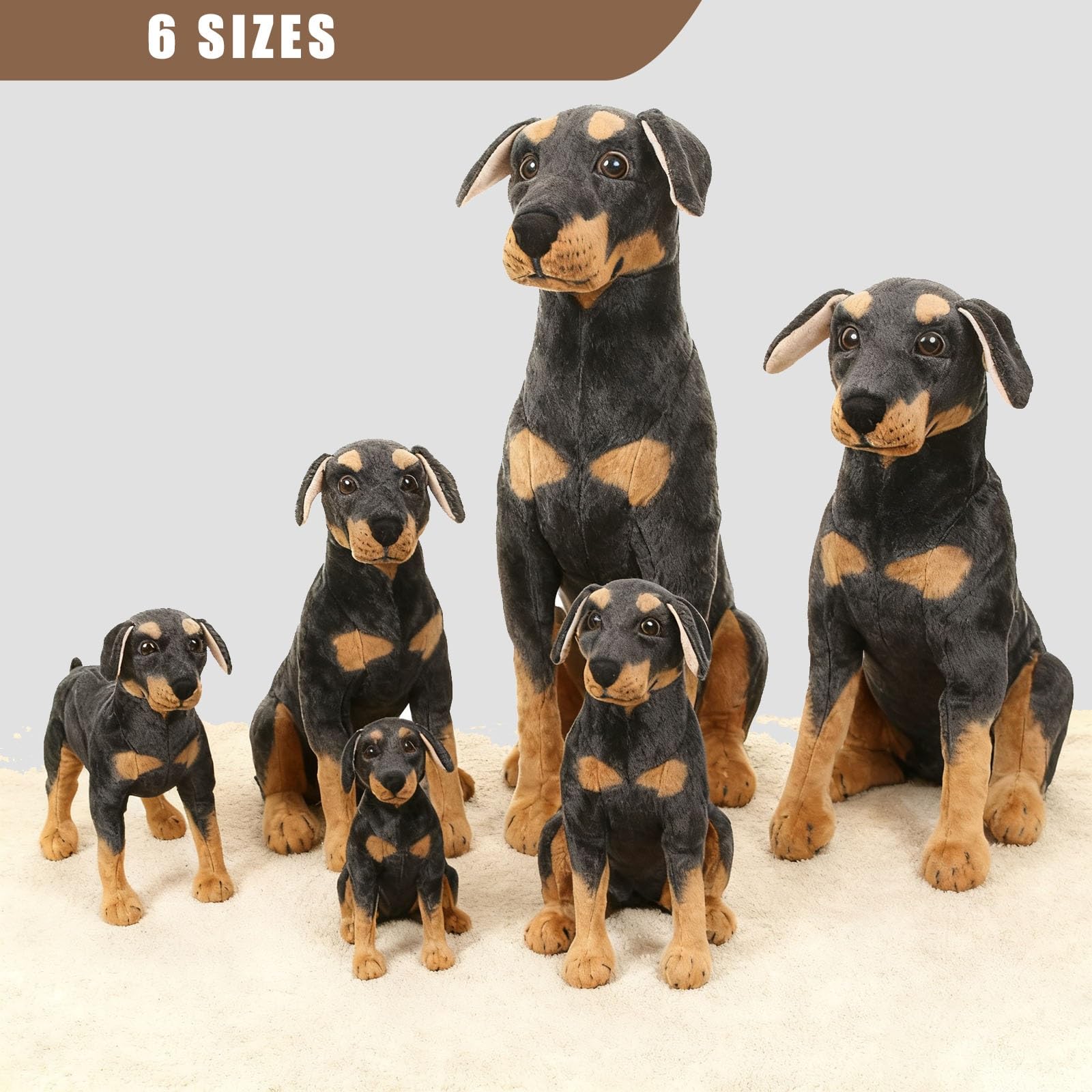 GRIER Kuscheltier Plüschtier Stofftier Hund, Plush Stuffed Toy Dog,Simulation Standing Rottweiler Dog Für Kinder(60cm)
