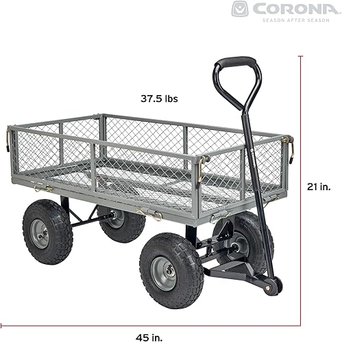 Miniatura 3 de Corona Carro de metal para paisajismo, capacidad de 400 libras, lados plegables, neumáticos de 10 pulgadas para patio, jardinería, corteza,
