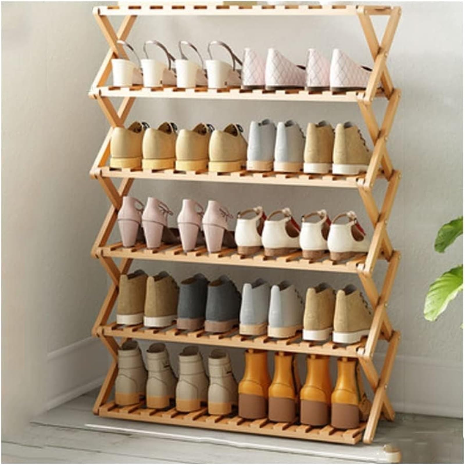 Étagère à chaussures pliante à 3 couches verte meuble d'entrée 70cm