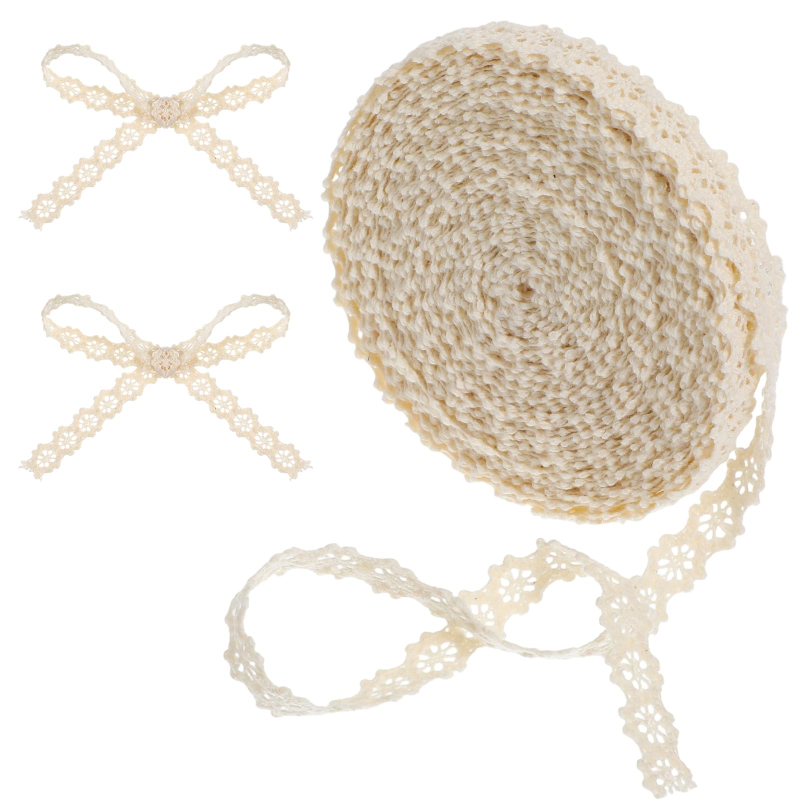 20Yards Lace Ribbon for Crafting,Crochet Cream Lace Trim,Laces Trim for Sewing, Cotton Ribbon Trims for Crafts, Gift Package Wrapping,Bridal Wedding Decoration,Scrapbooking Supplies, 1cm Wide