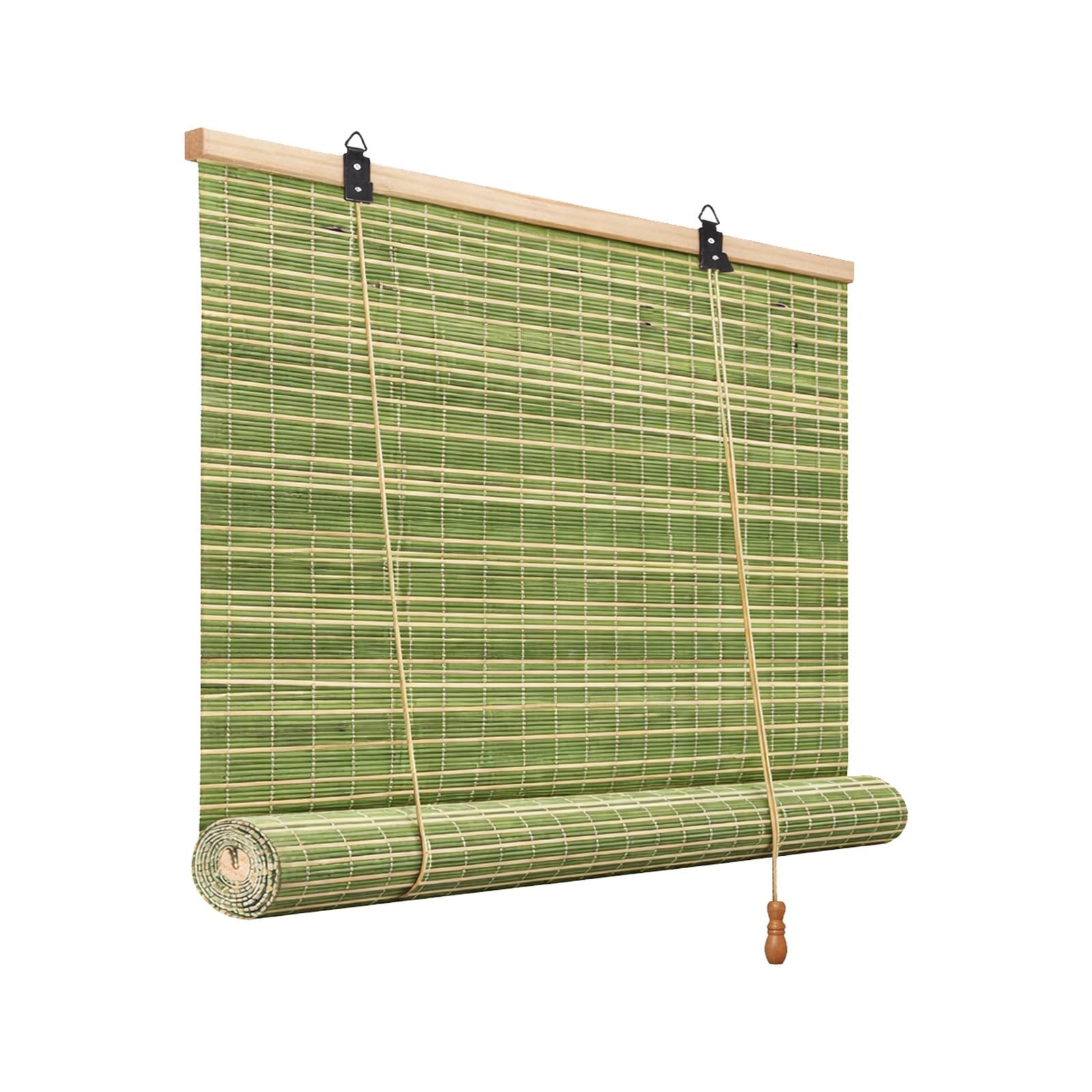 Grüne Bambusjalousien,Bambus-Rollo Natur,Sonnenschutz Bambusrollo Für Außen/Innen,Jalousine 60% Sonnenschutz Sichtschutz Rollo 90 95 105 115 120cm Breite Bambus Rollo Für Fenster(W100xH200cm/39x79in)