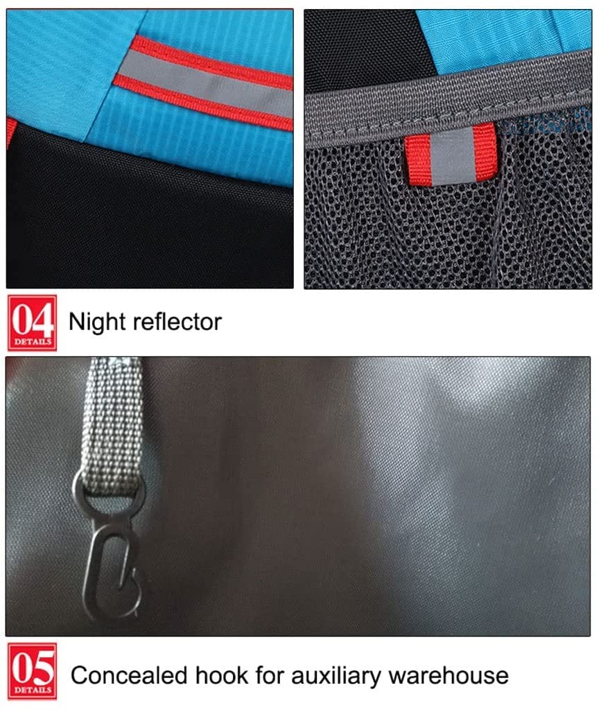 Sac à Dos de randonnée Sac à Dos de randonnée à glissière en métal 45L, Sac à Dos Pliable résistant à l'eau, Grand Sac à Dos de Voyage de Camping ultraléger pour l'escalade, Le Cyclisme Chasse