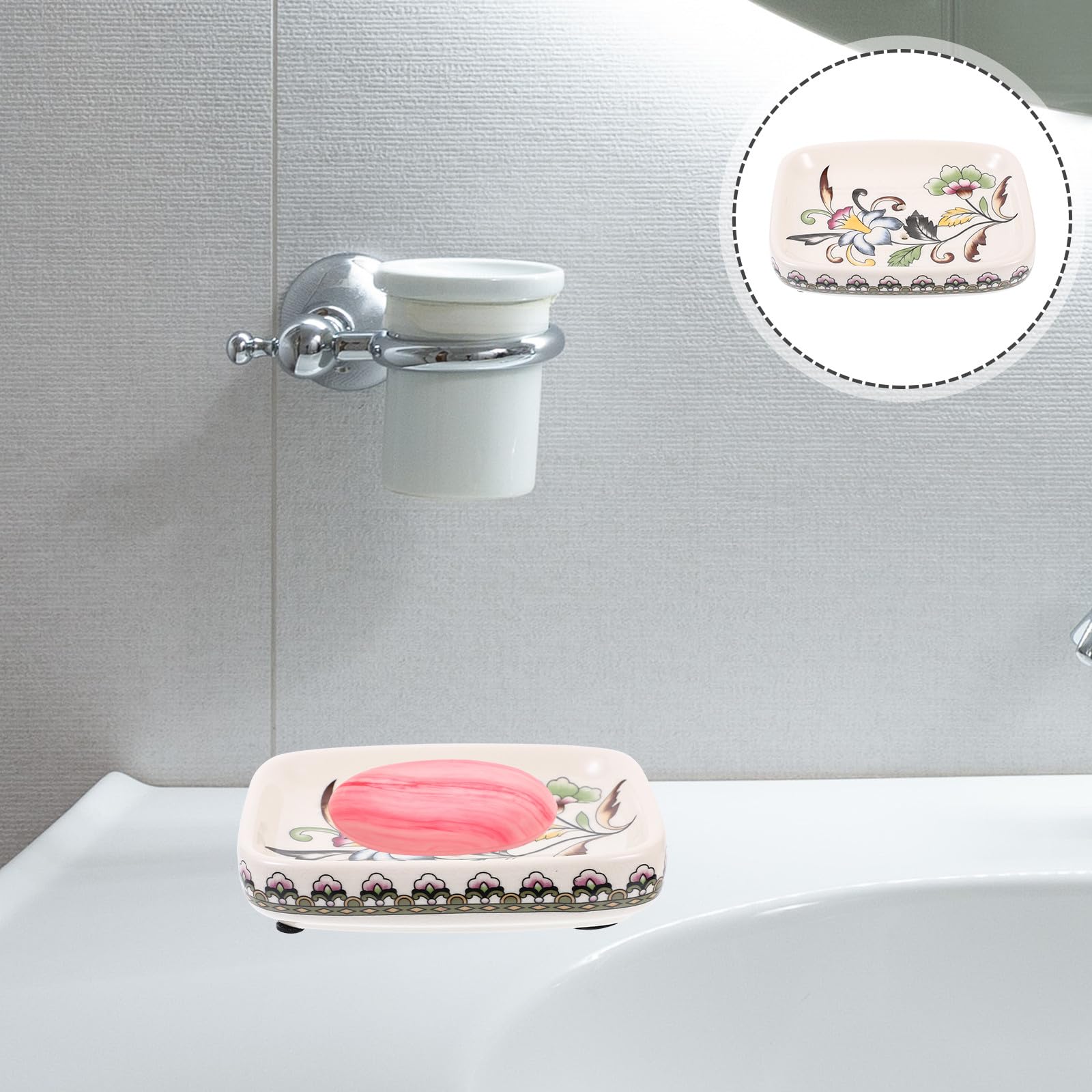 Jabonera de Cerámica Estilo Corte, Escurridor Decorativo para Baño