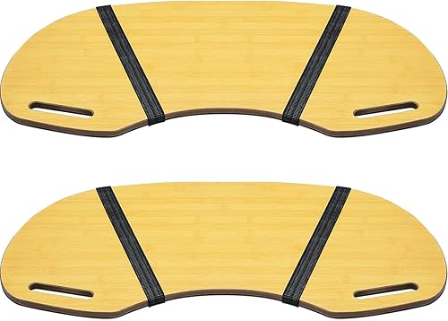 Thyle 2 piezas de escritorio curvado de madera de 30.5 x 12.5 pulgadas, mesa de regazo con asas, tablero de regazo de madera, bandeja curvada para