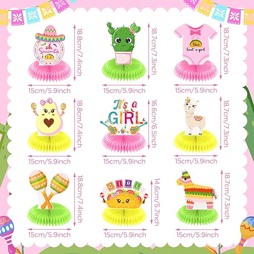 Miniatura 3 de Taco Bout A Baby Decor para niña, Taco Baby Shower Centro de mesa de panal de abeja, decoraciones mexicanas de baby shower, Taco About a Baby